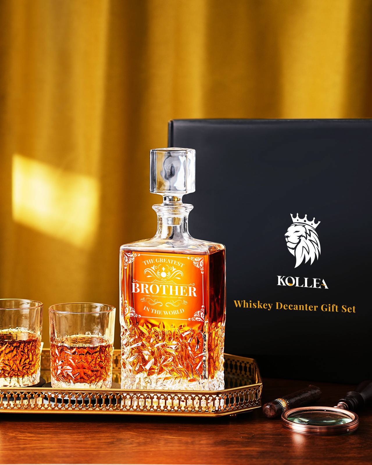 Kollea 27 Oz Glass Whiskey Decanter, Anniversary Gifts for Husband